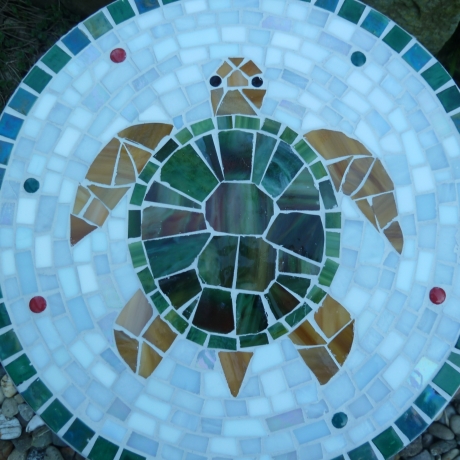Mosaik  Garten Trittstein Dekostein rund Schildkröte