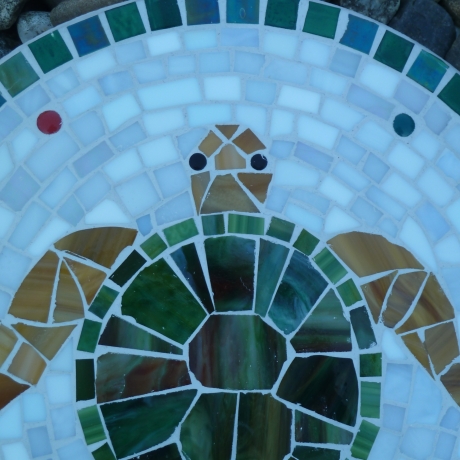 Mosaik  Garten Trittstein Dekostein rund Schildkröte