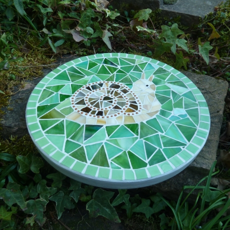 Mosaik  Garten Trittstein Dekostein rund Schnecke