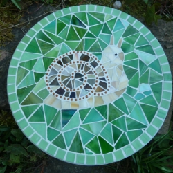 Mosaik  Garten Trittstein Dekostein rund Schnecke