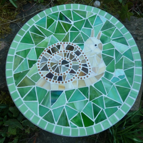 Mosaik  Garten Trittstein Dekostein rund Schnecke
