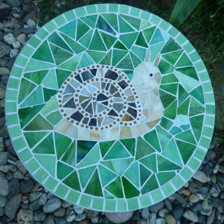 Mosaik  Garten Trittstein Dekostein rund Schnecke
