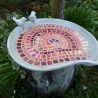 Mosaik Vogeltränke Blattform Rot orange