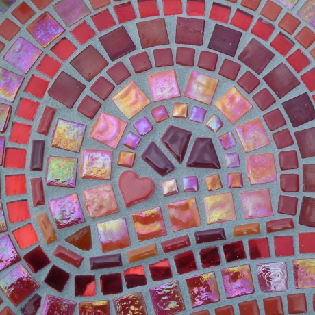 Mosaik Vogeltränke Blattform Rot orange