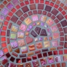Mosaik Vogeltränke Blattform Rot orange