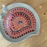 Mosaik Vogeltränke Blattform Rot orange