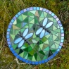 Mosaik  Garten Trittstein Dekostein rund Libellen hellblau