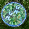 Mosaik  Garten Trittstein Dekostein rund Libellen hellblau