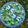 Mosaik  Garten Trittstein Dekostein rund Libellen hellblau