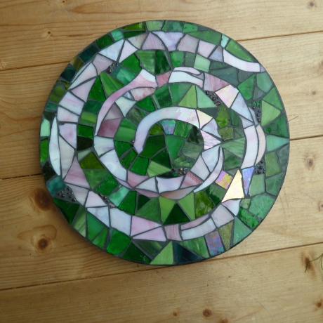 Mosaik  Garten Trittstein Dekostein rund Spirale