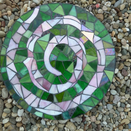 Mosaik  Garten Trittstein Dekostein rund Spirale