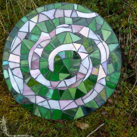 Mosaik  Garten Trittstein Dekostein rund Spirale