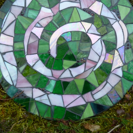 Mosaik  Garten Trittstein Dekostein rund Spirale