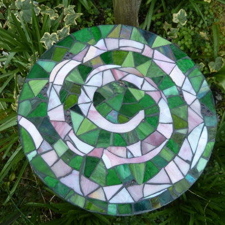 Mosaik  Garten Trittstein Dekostein rund Spirale