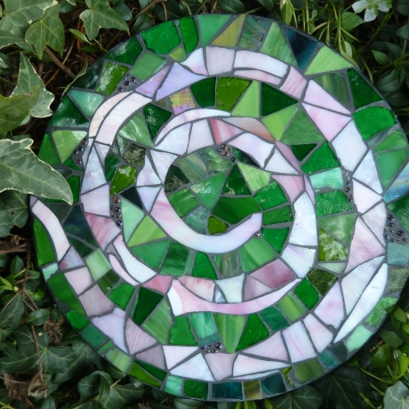 Mosaik  Garten Trittstein Dekostein rund Spirale