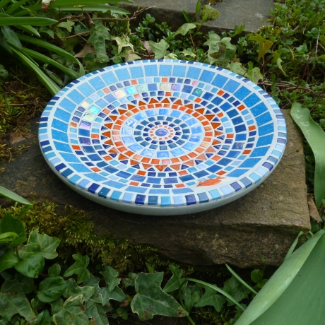 Beton Vogeltränke Mosaik Wasserschale Fisch