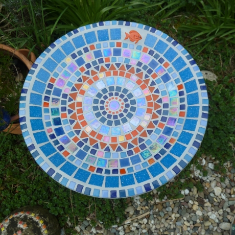 Beton Vogeltränke Mosaik Wasserschale Fisch