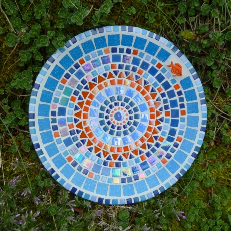 Beton Vogeltränke Mosaik Wasserschale Fisch