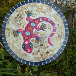 Mosaik  Garten Trittstein Mosaikbild Gecko Eidechse
