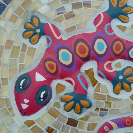 Mosaik  Garten Trittstein Mosaikbild Gecko Eidechse