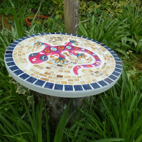 Mosaik  Garten Trittstein Mosaikbild Gecko Eidechse