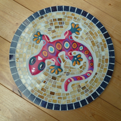 Mosaik  Garten Trittstein Mosaikbild Gecko Eidechse