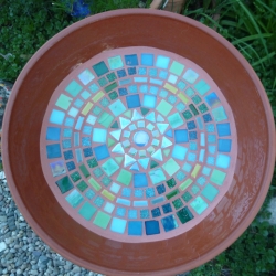 Mosaikschale Terracotta Schale rund grün petrol türkis 
