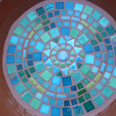 Mosaikschale Terracotta Schale rund grün petrol türkis 