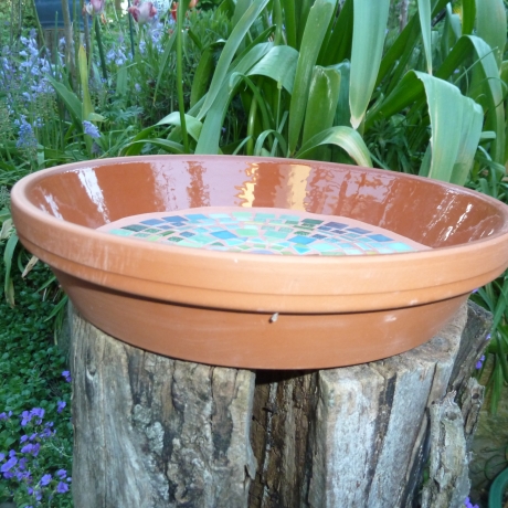 Mosaikschale Terracotta Schale rund grün petrol türkis 