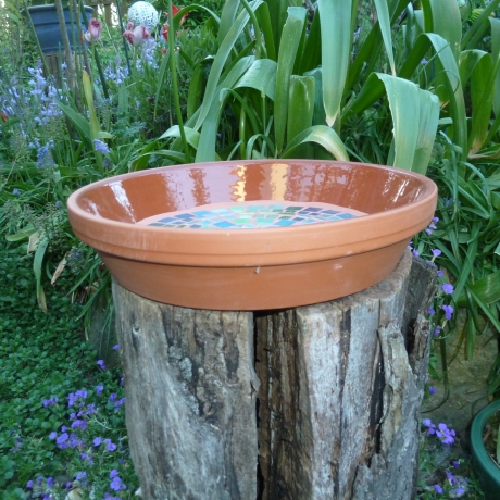 Mosaikschale Terracotta Schale rund grün petrol türkis 