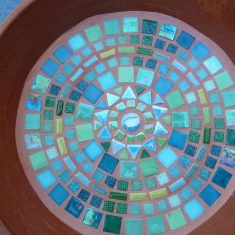 Mosaikschale Terracotta Schale rund grün petrol türkis 