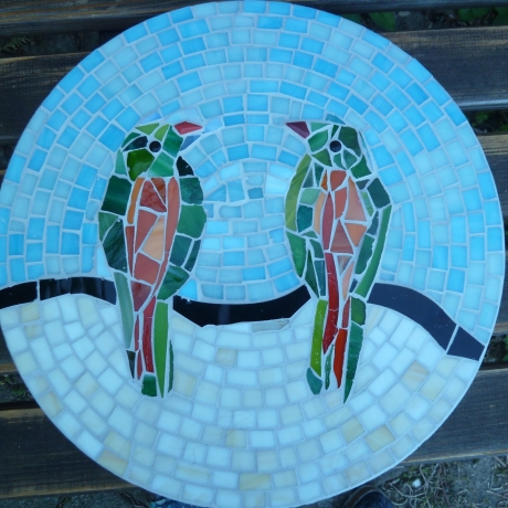 Mosaik  Garten Trittstein Mosaikbild Vogelpaar