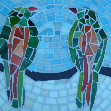 Mosaik  Garten Trittstein Mosaikbild Vogelpaar