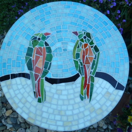 Mosaik  Garten Trittstein Mosaikbild Vogelpaar