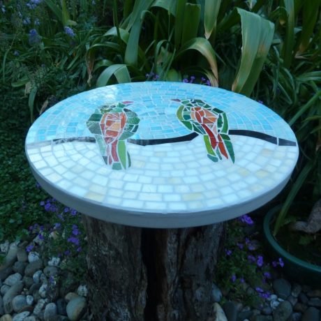Mosaik  Garten Trittstein Mosaikbild Vogelpaar