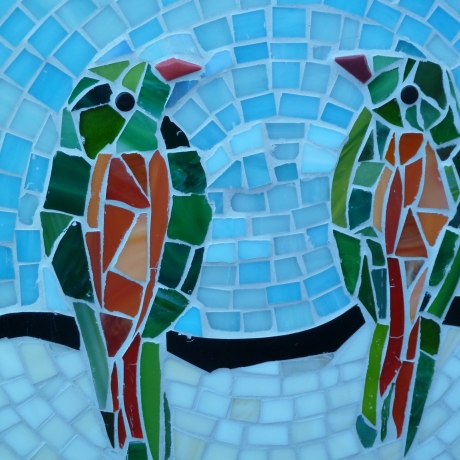 Mosaik  Garten Trittstein Mosaikbild Vogelpaar