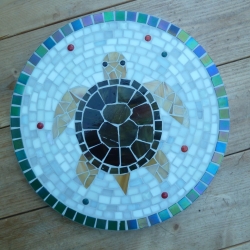 Mosaik  Garten Trittstein Dekostein rund Schildkröte