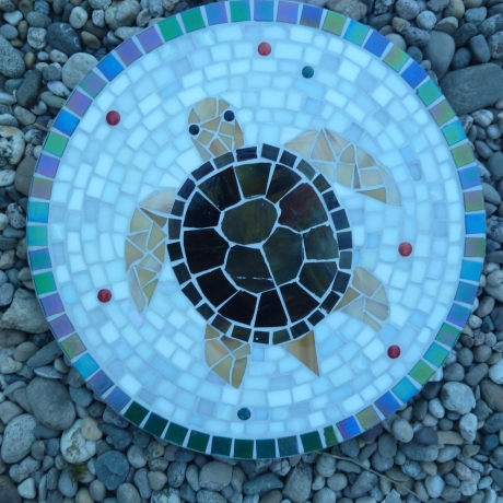Mosaik  Garten Trittstein Dekostein rund Schildkröte