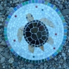Mosaik  Garten Trittstein Dekostein rund Schildkröte