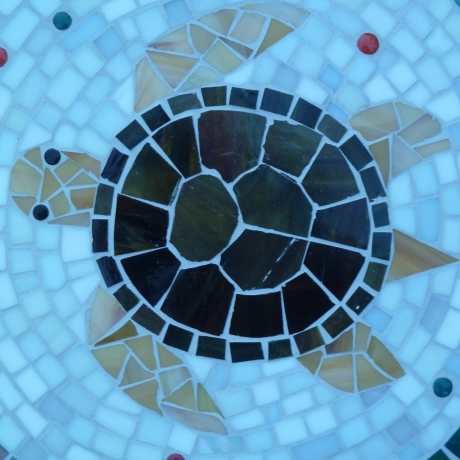 Mosaik  Garten Trittstein Dekostein rund Schildkröte