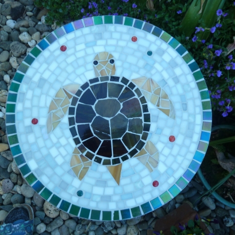 Mosaik  Garten Trittstein Dekostein rund Schildkröte