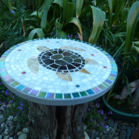 Mosaik  Garten Trittstein Dekostein rund Schildkröte