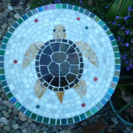 Mosaik  Garten Trittstein Dekostein rund Schildkröte