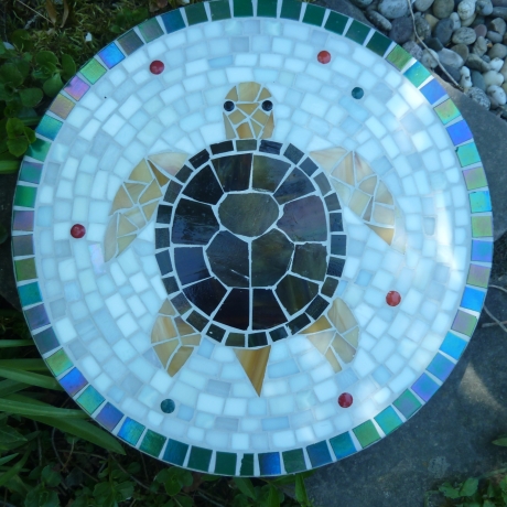 Mosaik  Garten Trittstein Dekostein rund Schildkröte