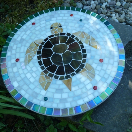 Mosaik  Garten Trittstein Dekostein rund Schildkröte