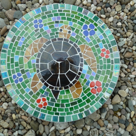 Mosaik  Garten Trittstein Dekostein rund Schildkröte