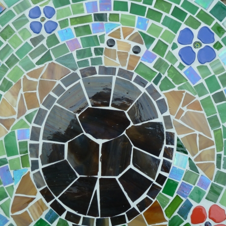 Mosaik  Garten Trittstein Dekostein rund Schildkröte