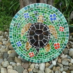 Mosaik  Garten Trittstein Dekostein rund Schildkröte