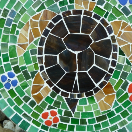 Mosaik  Garten Trittstein Dekostein rund Schildkröte