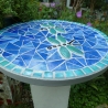 Mosaik  Garten Trittstein Dekostein rund Libellen hellgrün